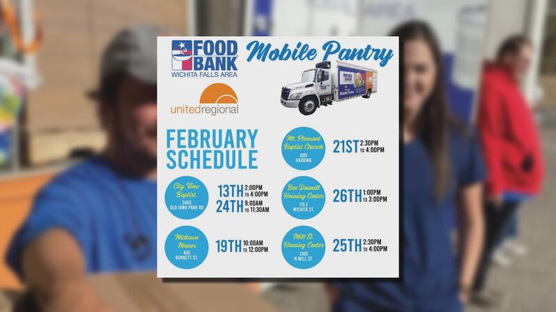 The Wichita Falls Area Food Bank’s Mobile Pantry has released a schedule for their February...
