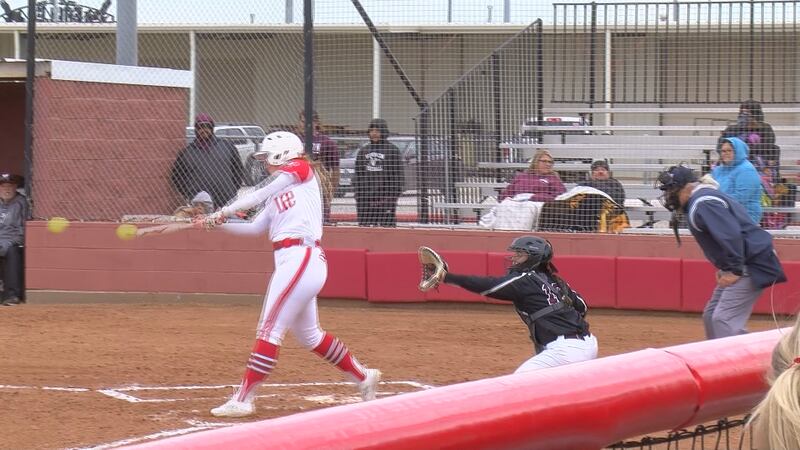 Campbell Jurecek (12) hits a double.