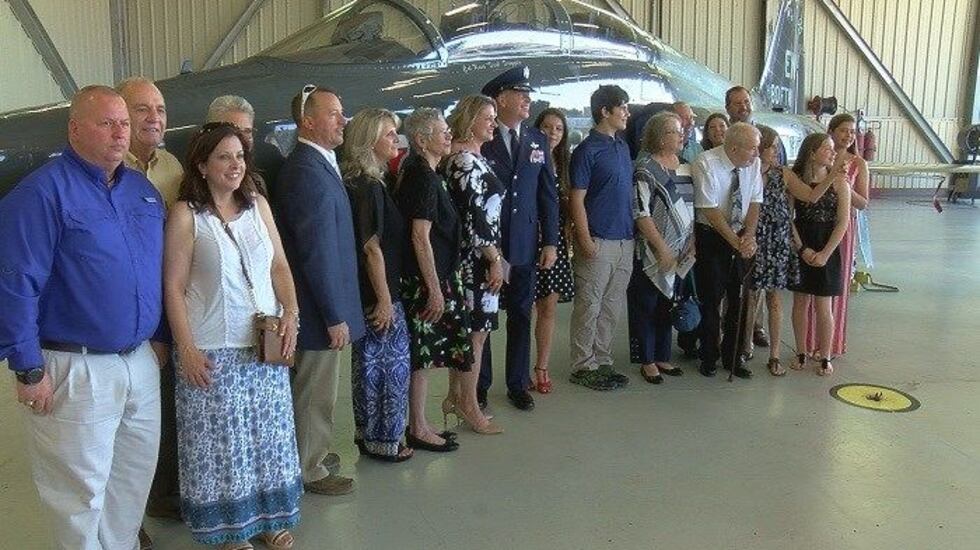 Col. Driggers celebrates the new position with his family and friends. (Source: KAUZ)