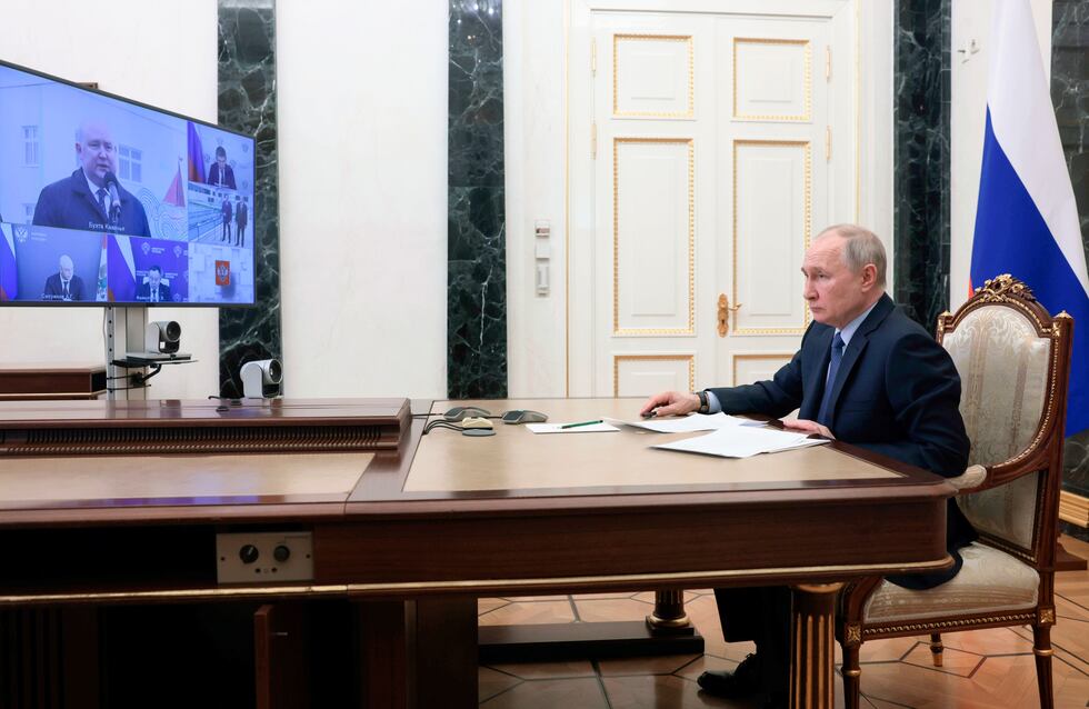Russian President Vladimir Putin chairs a meeting on the social and economic development of...