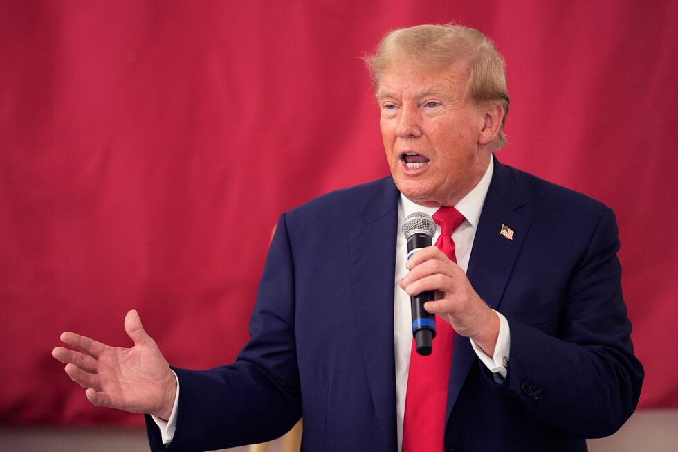 Republican presidential candidate and former President Donald Trump speaks to Texas state...