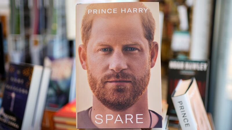 Copies of the new book by Prince Harry called "Spare" are displayed at Sherman's bookstore in...