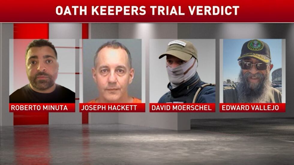 Three members of the Oath Keepers and a fourth person associated with the far-right militia...
