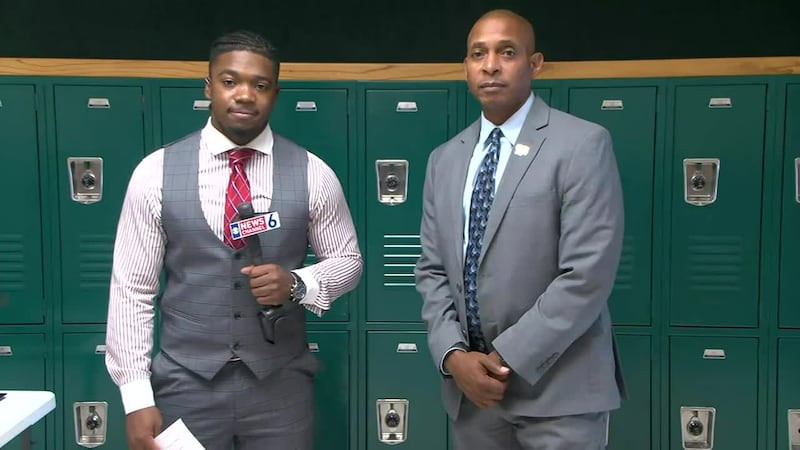 Meteorologist Jaden Knowles visited Vernon ISD to talk with Superintendent Dr. Kermit Ward.