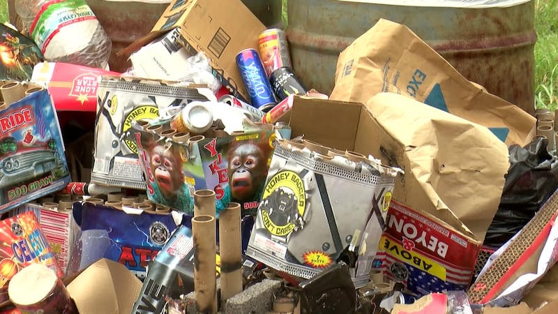 Hippie Beach was covered with remains of fireworks when crew members arrived Monday morning.