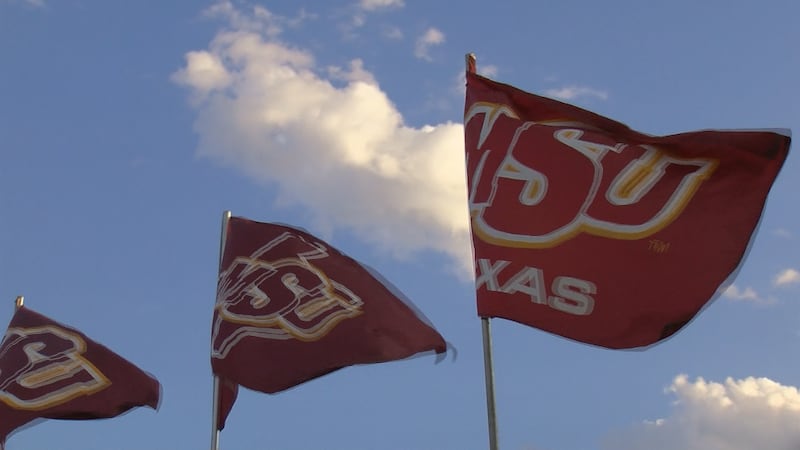 Midwestern St. flags at Memorial Stadium.