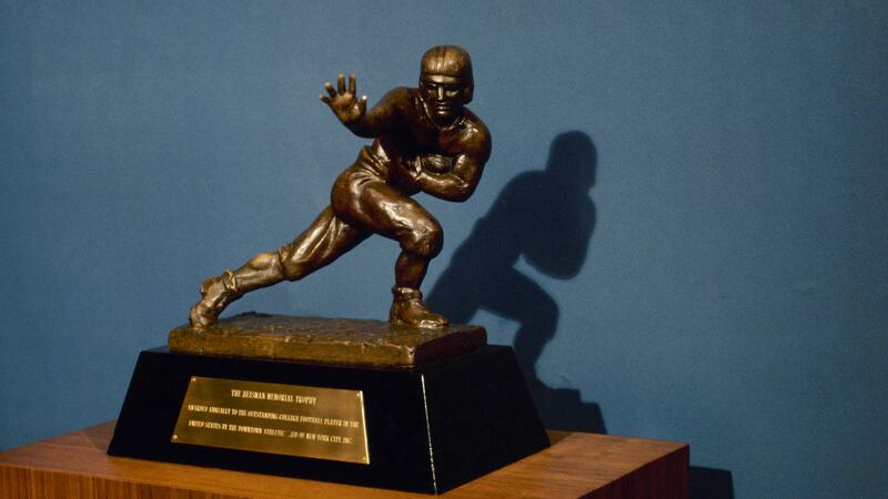 FILE - The Heisman Trophy, as seen in this 1978 file photo, is awarded each year to an...