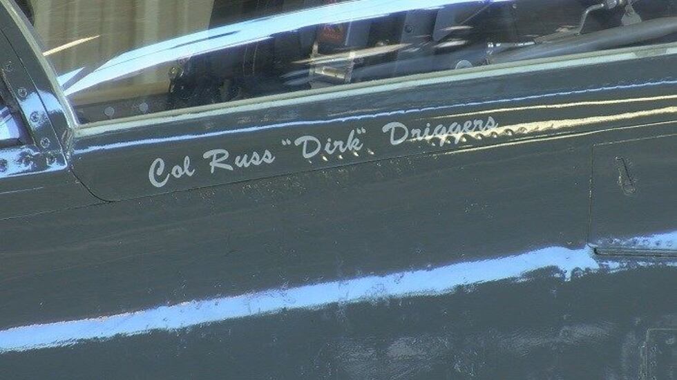 Col. Driggers has a T-38 named after him to end assumption of command ceremony. (Source: KAUZ)